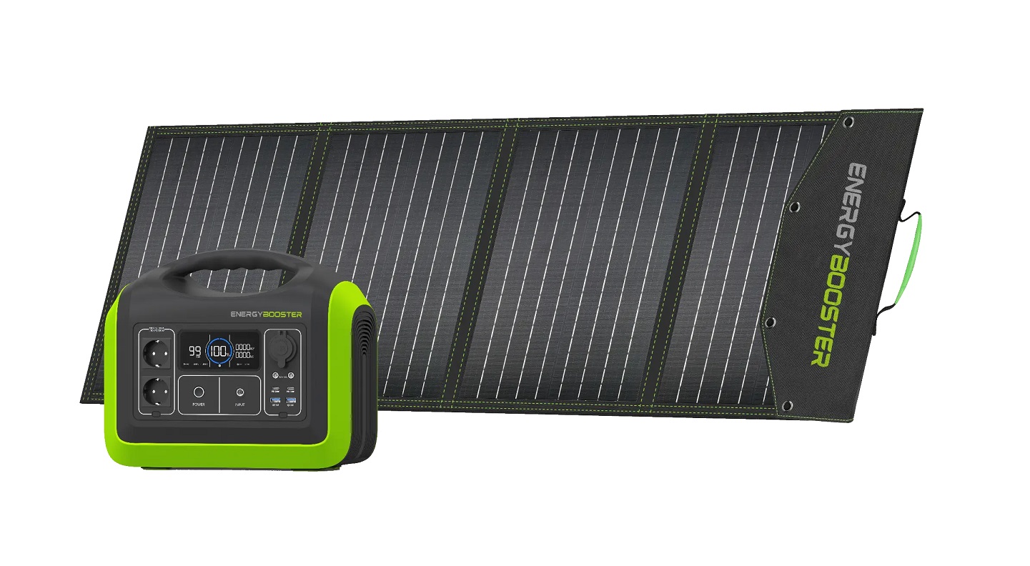 ENERGYBOOSTER Set - Power Station M + 100 Watt Solarpanel