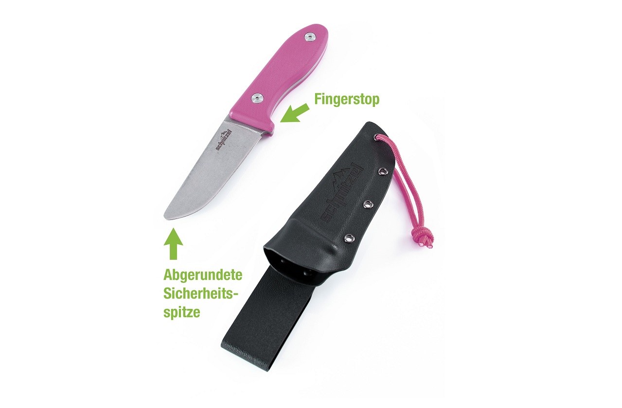 Schnitzel UNU, Kinder-Outdoormesser/Schnitzmesser, pink